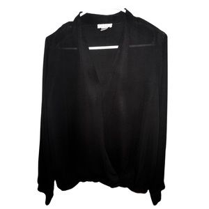 Back Long Sleeve V-neck Blouse